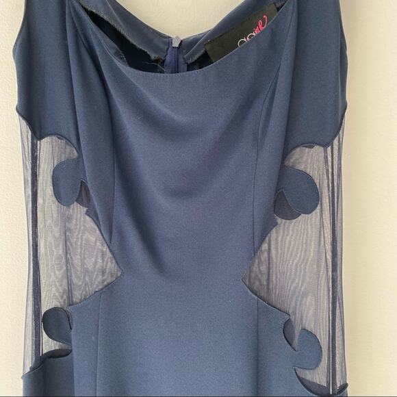Gia Mattiolo Couture Mesh Sides Navy Dress 44 12 - Picture 2 of 8